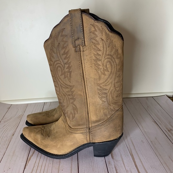 Masterson Suede Womens Cowboy Boot Mid Calf Stitched Detail Leather Size 7 - Picture 4 of 11